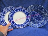 (3) antique blue-white plates