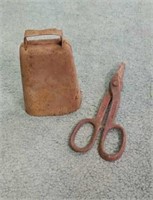 Vintage cowbell and tin snips