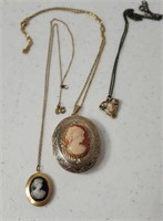 Cameo necklaces two lockets