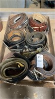 Flat of assorted leather belts