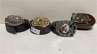 4 leather belts w/buckles