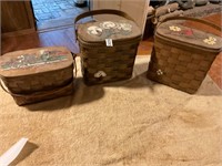 3- painted top wicker baskets
