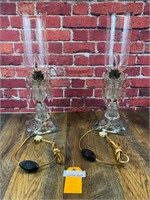 Pair of Vintage Electrified Hurricane Lamps