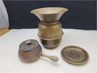 Brass Spitoon with crack and more