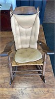 Large rocking chair w/woven seat & cushions