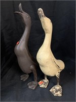 2 RESIN DECORATIVE DUCKS - 13.5 “ AND 14.5 “