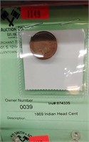 1869 Indian Head Cent