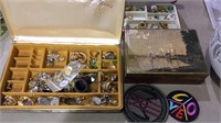 3 jewelry boxes, with costume jewelry, many