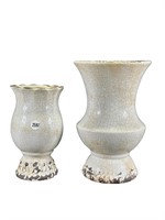 Pair of White Crackle Vases