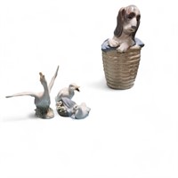 Four Items, Lladro, Nao Porcelain Birds, Pup