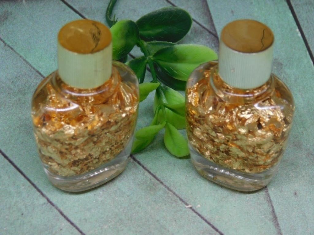 GOLD FLAKES IN BOTTLE ROCK STONE LAPIDARY SPECIMEN