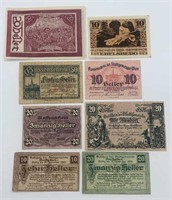 Sheet of (8) Austria Notgeld (Inflation Money)