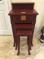 DISTRESSED RED NESTING TABLES