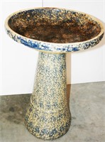 Nice Pottery Bird Bath - Spongeware Decorated