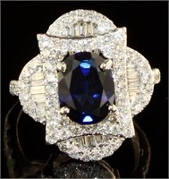 14kt Gold 3.67 ct Sapphire & Diamond Ring