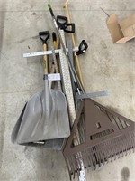 T squares, shovels, yard tools