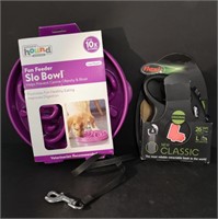 Great pet lot Fun Feeder Slo Bowl and Flexi leash