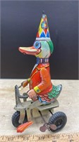 Vintage Tricycle Duck Tin Toy (missing