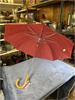 Plaid Umbrella wood Handle Storm Dude Brand