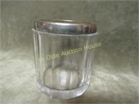 Victorian Silver Plate Trim Cut Polished Glass Jar