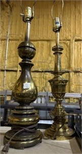 Pair of Mid Century Brass Candle Stick Lamps