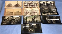 10 antique stereo view cards including president