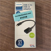 Philips 6" USB-C to USB 3.1 Female Adapter Black