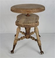 Antique Claw Foot Piano Swivel Stool