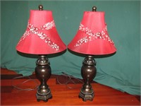 2 Burgundy Lamps 29" T