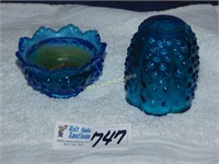 Fenton Glass Blue Candle Holder