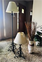 (1) Wrought Iron Floor Lamp, (1) Wrought Iron Desk