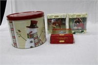 CHRISTMAS TIN AND BREYER HORSE ORNAMENTS