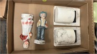 Ceramic Figurines and Marble Bookends