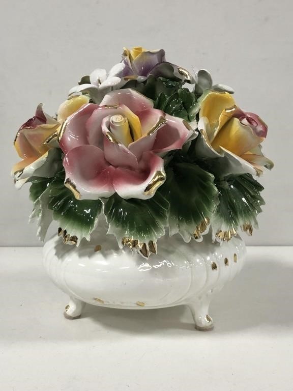 LARGE FLORAL CHINA CENTERPIECE