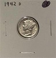 US 1942D Silver Mercury Dime