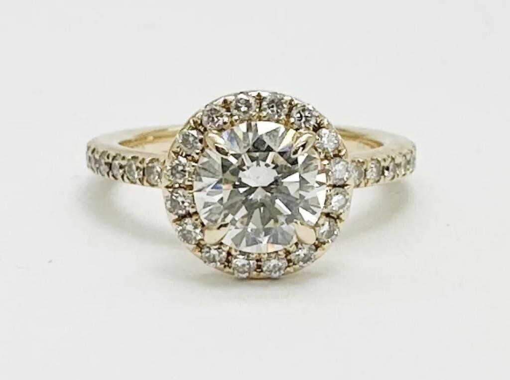 2.00 Ct Diamond Round Halo Engagement Ring 14 Kt