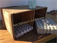 Primitive handmade wooden double egg box