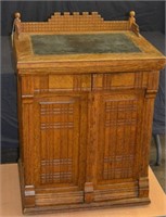Ornate Antique Solid Oak Sewing Machine Cabinet