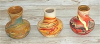 3 MINIATURE NEMADJI VASES