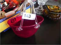 Ruby Red Art Glass Purse Vase