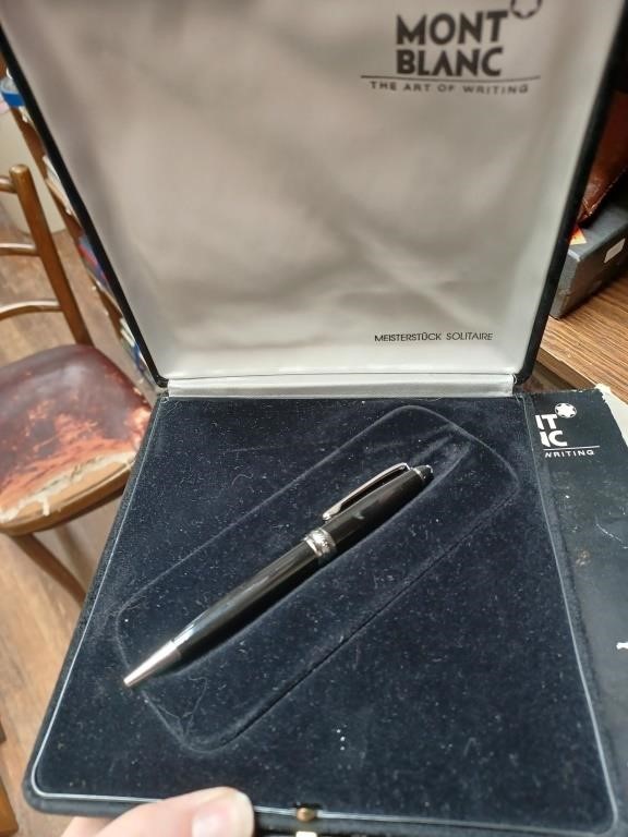 Leather Holder and Mont Blanc Writing Pen