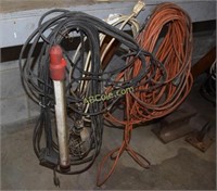 Extension Cords-various sizes and 2 work lights