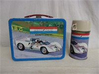 Vintage Auto Racer Metal Lunchbox w/ Thermos