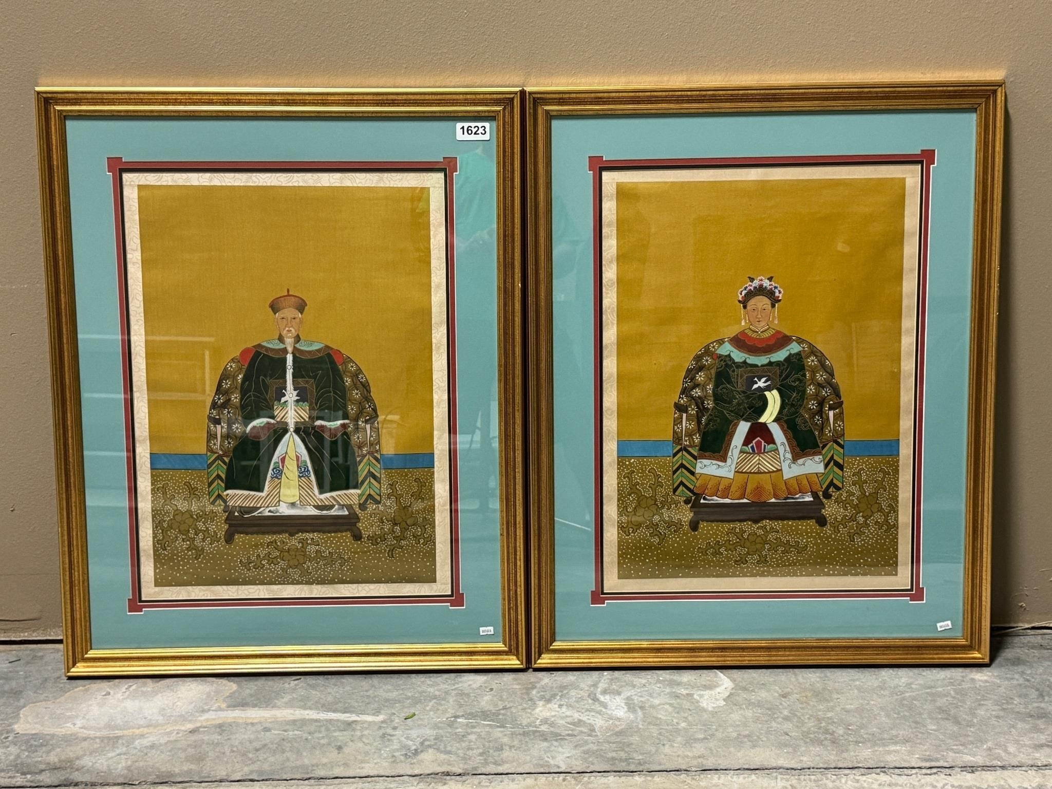 Hand Painted on Silk Emperor & Empress