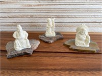 Lot of 3 Buddha Asian Man Figurines