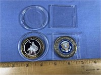 (2 COINS/TOKENS) EACH IN PLASTIC COVER CONTAINERS