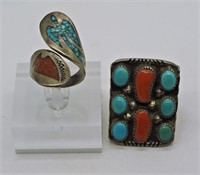 Vintage Navajo Rings-Sterling Turquoise