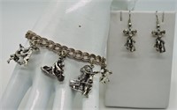 Sterling Moose Charm Bracelet/Earrings