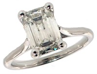 14kt Gold 2.25 ct Emerald Cut VS Lab Diamond Ring