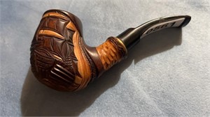 Artist Signed Hand Carved Nautical Pipe